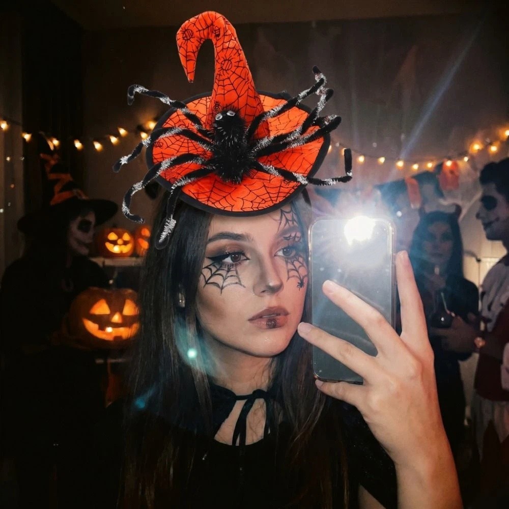 Party Hat Cone - Topi Penyihir Halloween Berbentuk Laba-laba Lucu,