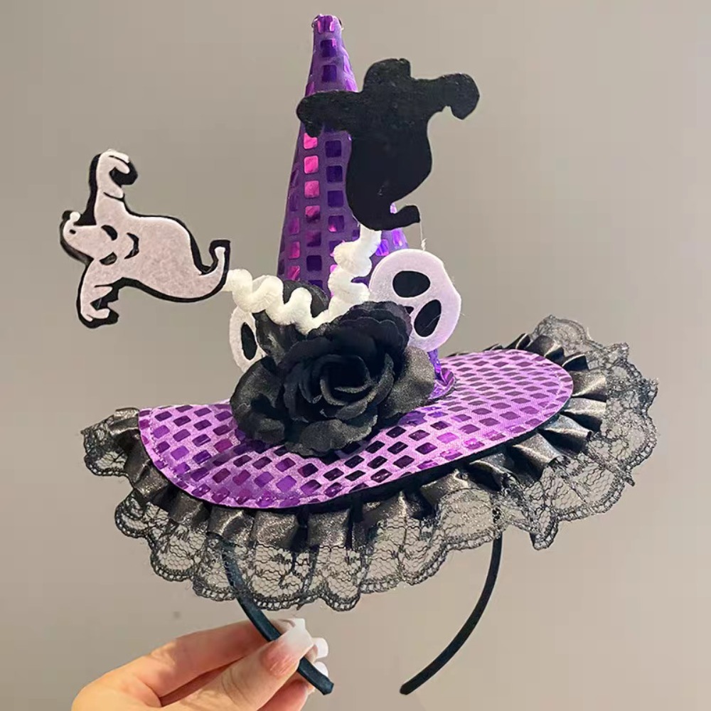 Party Hat Cone - Topi Penyihir Halloween Motif Laba-laba, Ikat