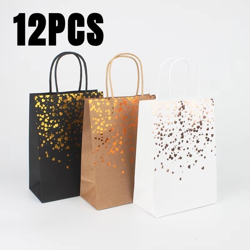 Event Party Shop - 12 Buah Kantong Kertas Kraft Bronzing
