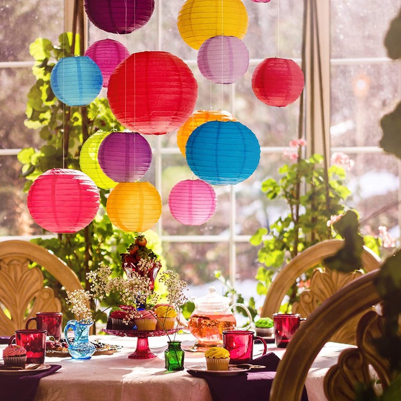 Event Party Shop - Lampu Lampion Kertas Hijau Bean Ukuran