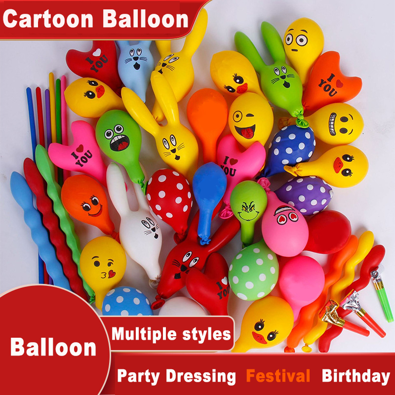 Balloon Pump Hand - 50/100 Pcs Balon Kartun Tanpa Pompa
