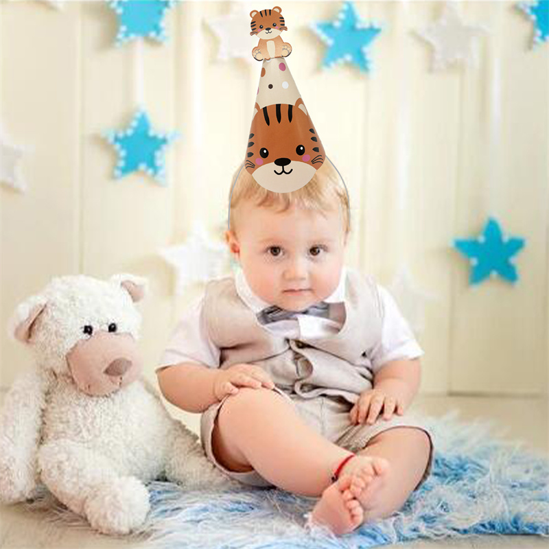 Party Hat Cone - 6 Buah Topi Kertas Hewan Hutan
