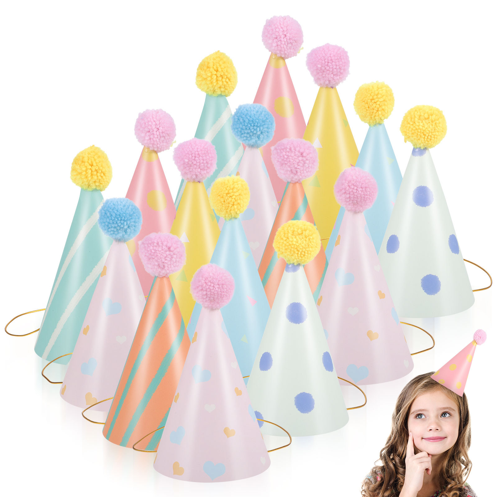 Party Hat Cone - 14 Buah Topi Ulang Tahun Kertas