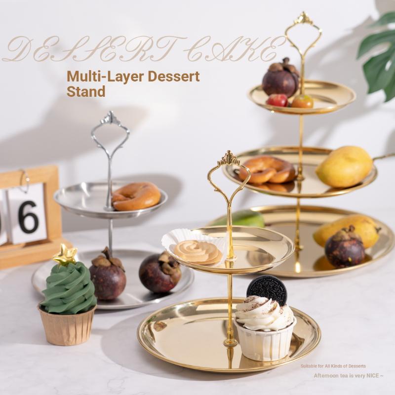 Cupcake Stand Tier - Tempat Kue 2/3 Tingkat Emas Perak,