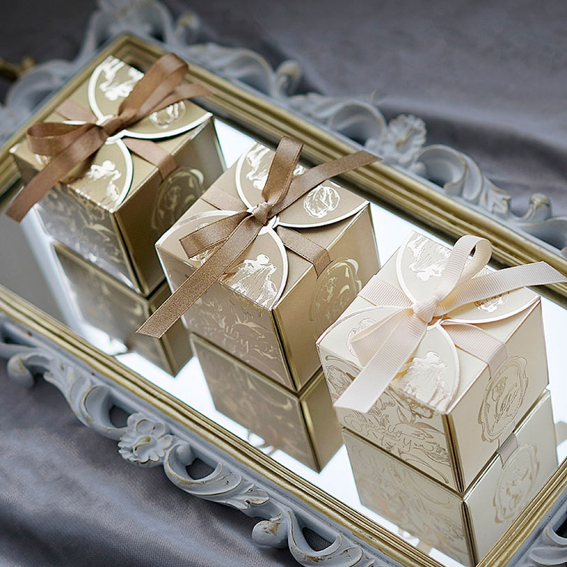 Event Party Box - Kotak hadiah kertas persegi dengan pita,