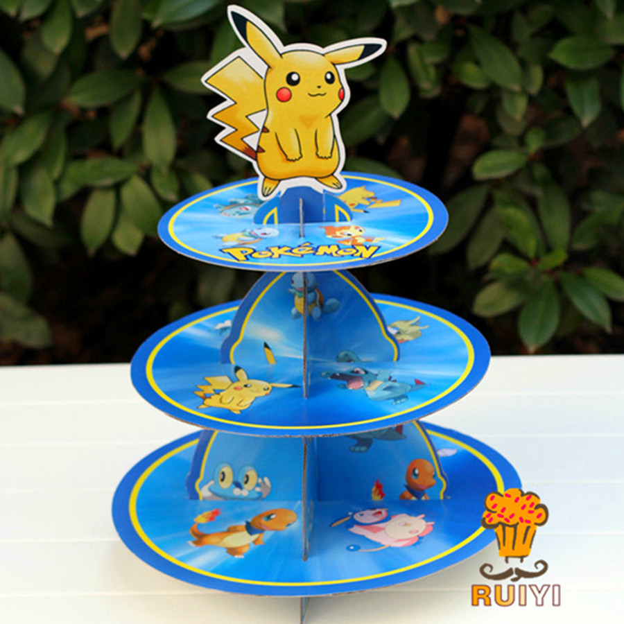 Cupcake Stand Tier - Pikachu Pokemon Tiga Tingkat Kue Berdiri