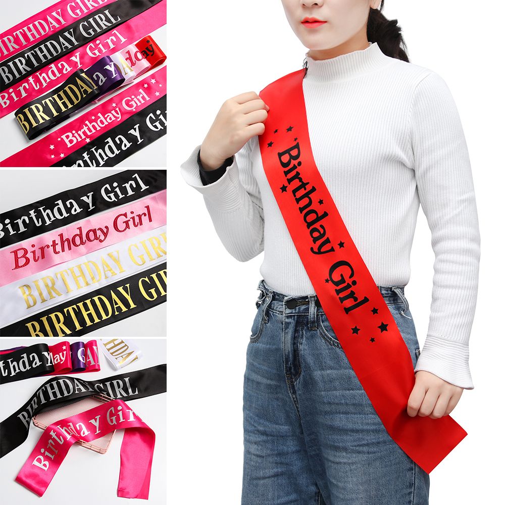 Birthday Sash Glitter - Ulang Tahun gadis Glitter Satin Sash