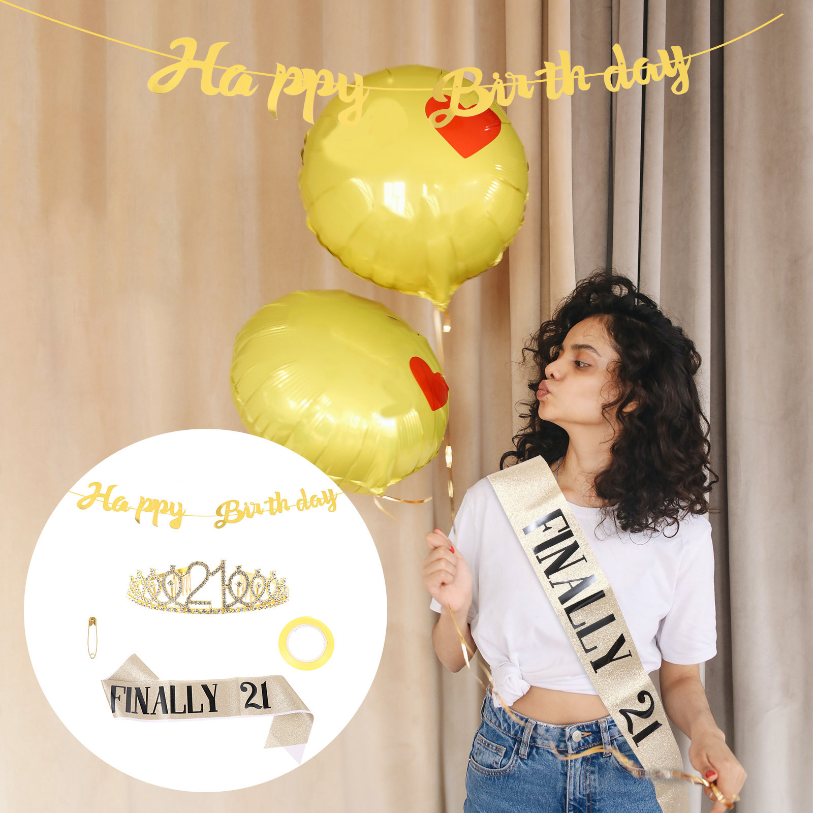 1 Set Set Mahkota Ulang Tahun  - Birthday Sash Glitter ulasan dan harga