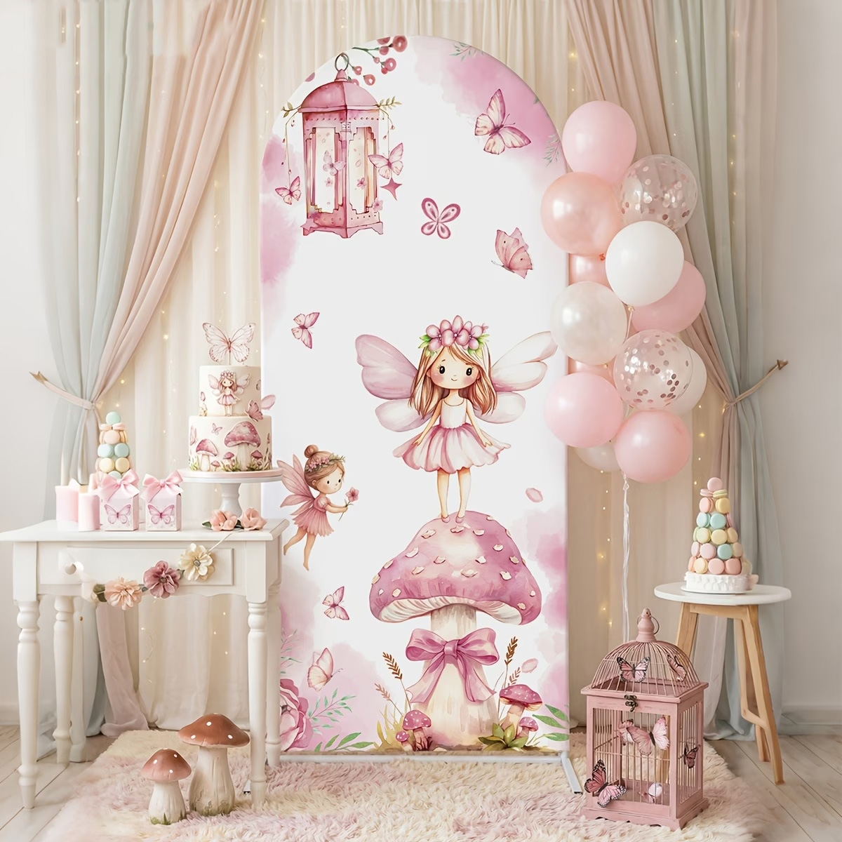 Latar Belakang Peri dan Jamur, - Dessert Table Backdrop ulasan dan harga