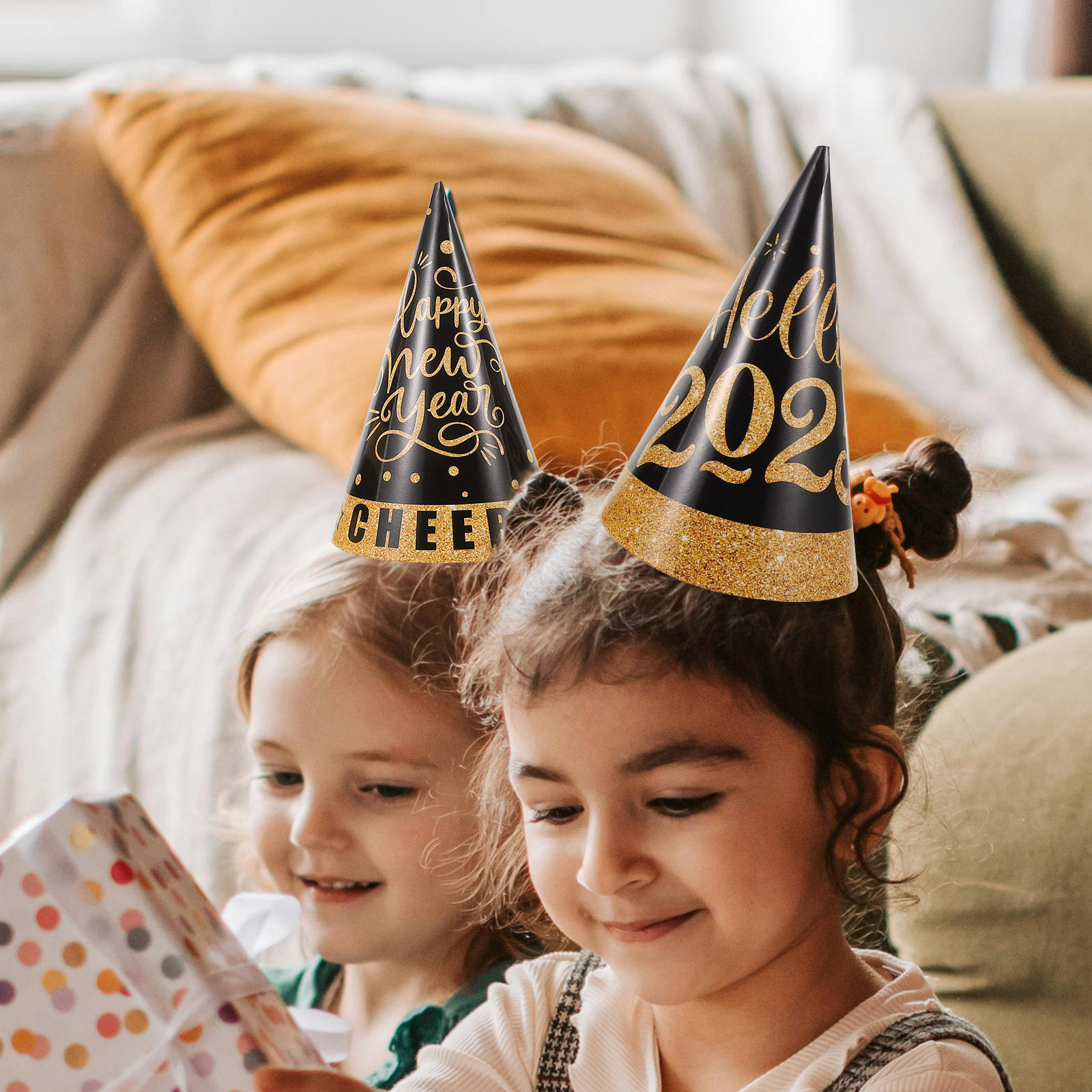 6Pcs Topi Pesta Hitam Emas unt - Party Hat Cone ulasan dan harga