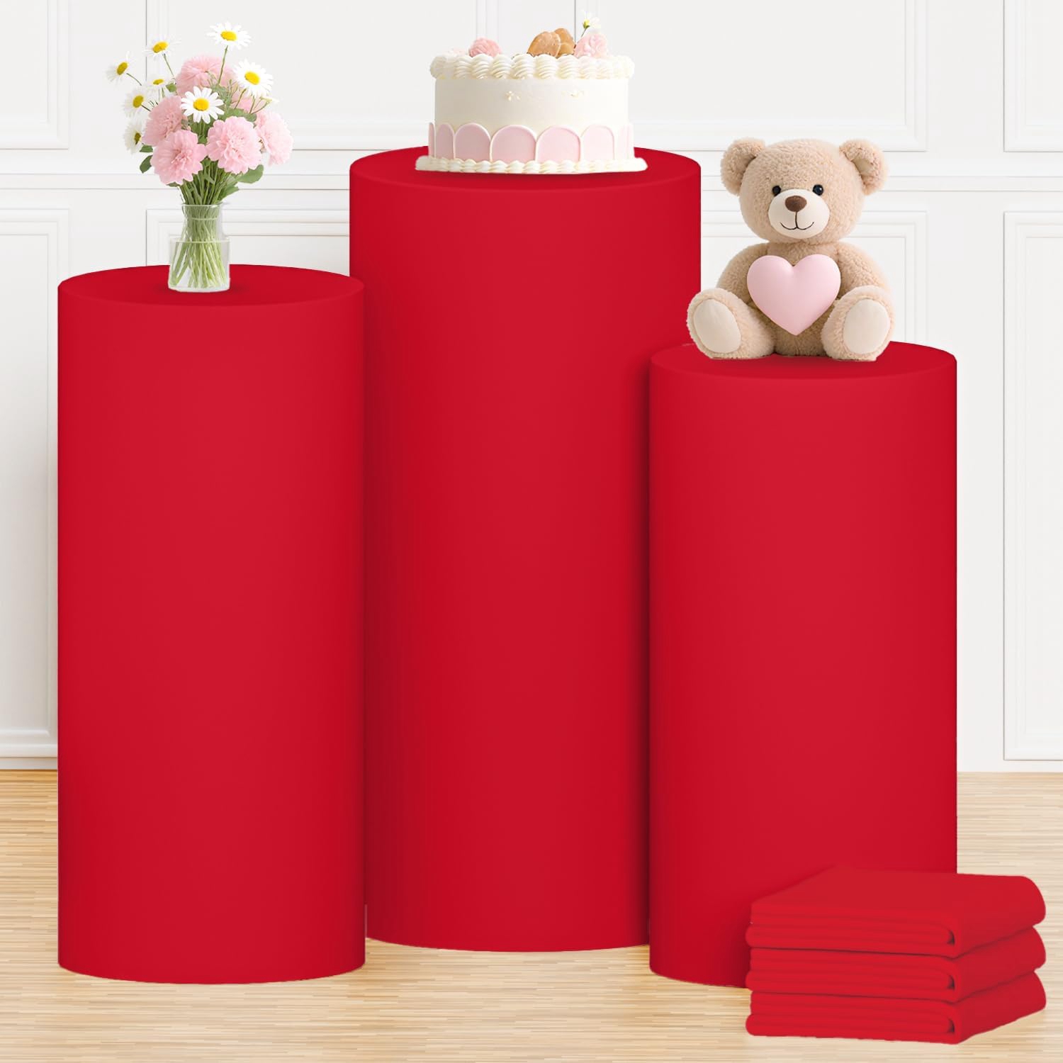 Yeele Penutup Silinder Merah D - Dessert Table Backdrop ulasan dan harga