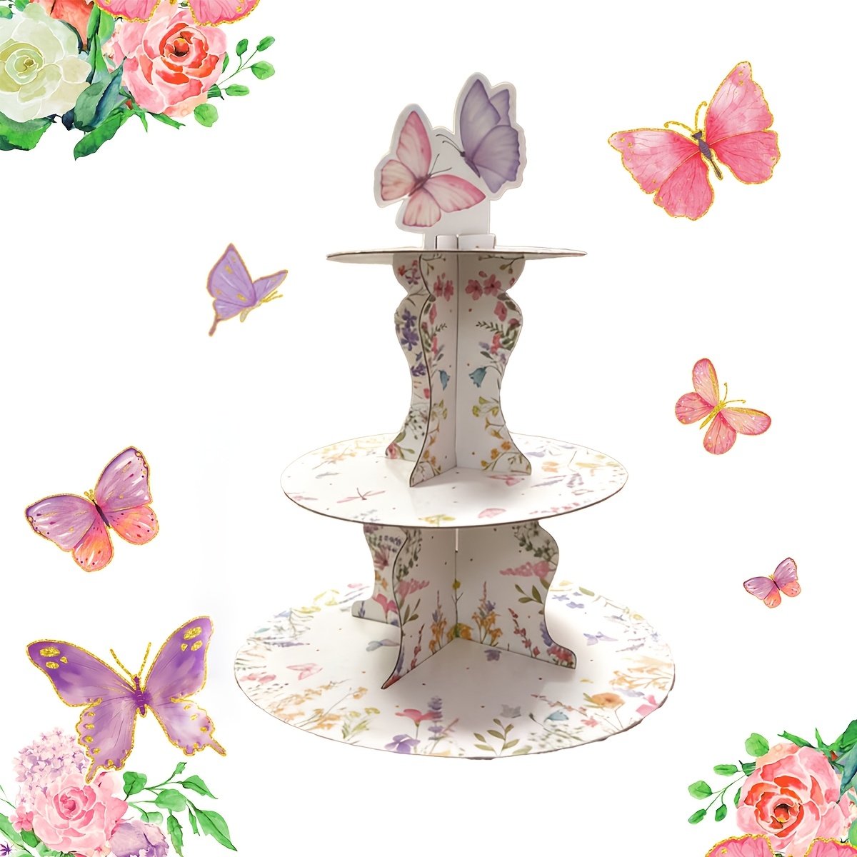 Tempat Kue Kupu-kupu Bunga Lia - Cupcake Stand Tier ulasan dan harga