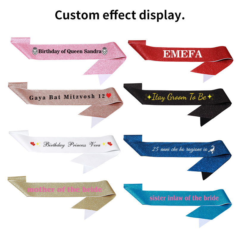 Diy kustom Glitter Satin Sash  - Birthday Sash Glitter ulasan dan harga