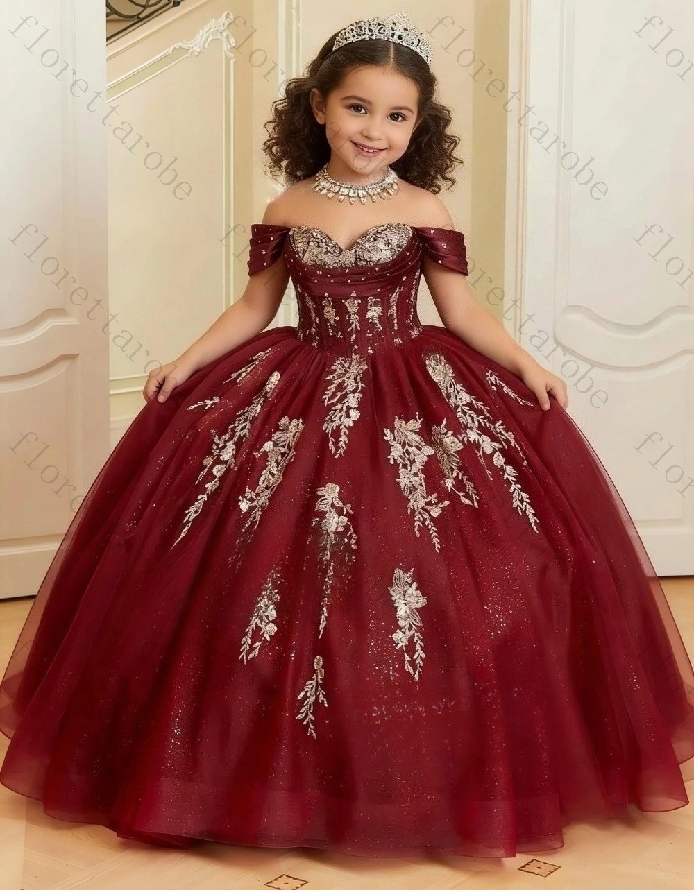 Gaun Pesta Bunga Off-Shoulder  - Birthday Sash Glitter ulasan dan harga